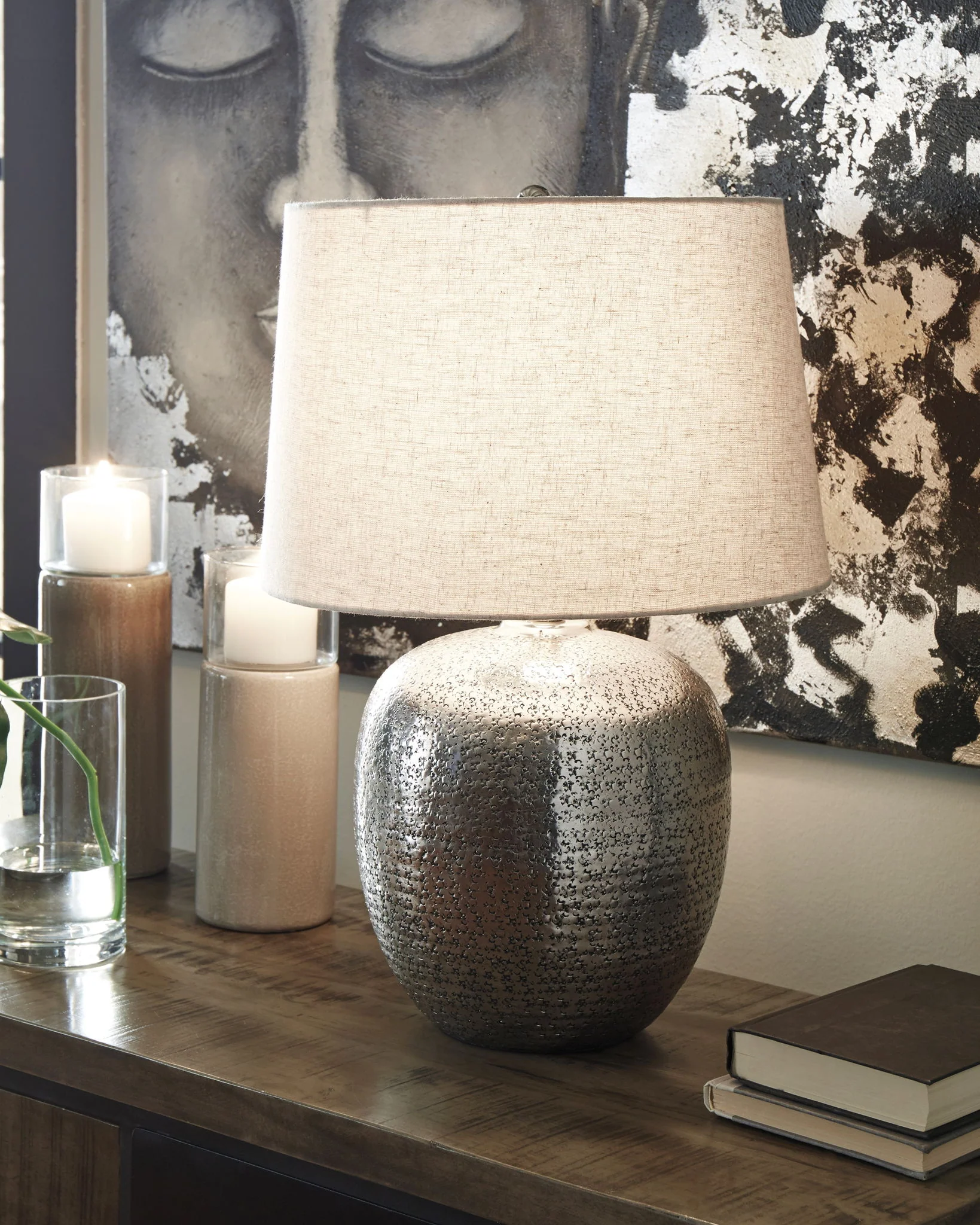 Magalie - Metal Table Lamp  - Antique Silver Finish - Image 5