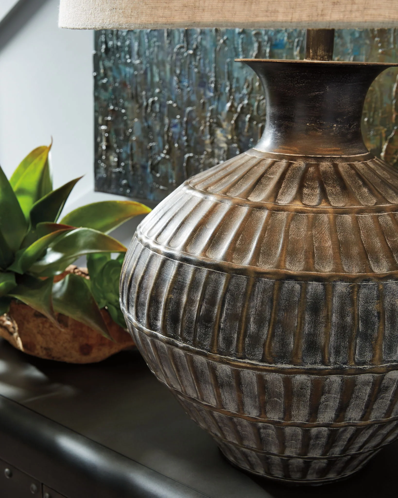 Magan - Metal Table Lamp  - Antique Bronze Finish - Image 2
