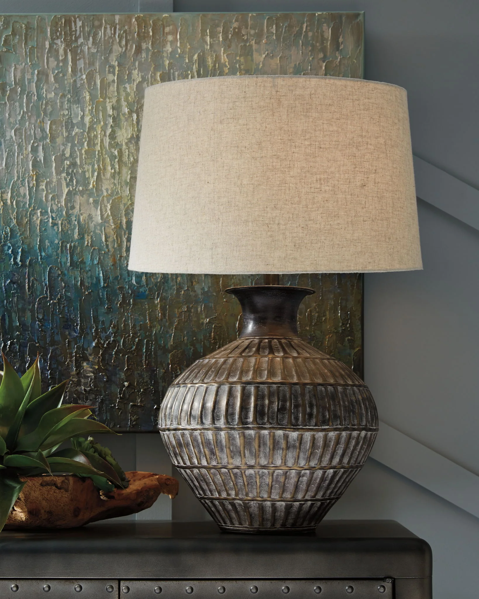 Magan - Metal Table Lamp  - Antique Bronze Finish - Image 4