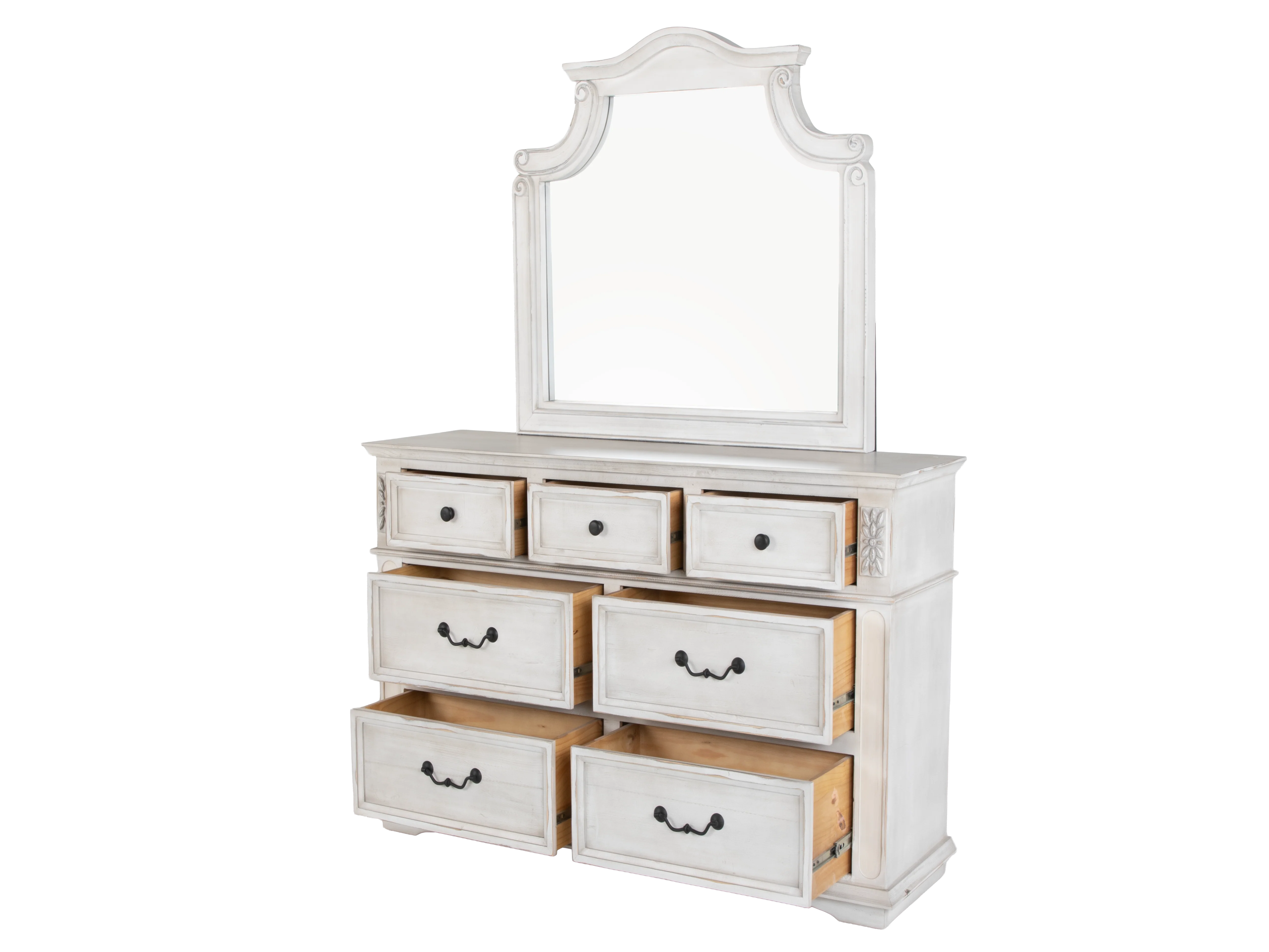 Magnolia Savanna White Farmhouse Style Upholstered Sleigh 6‑Piece Bedroom Set - Image 9