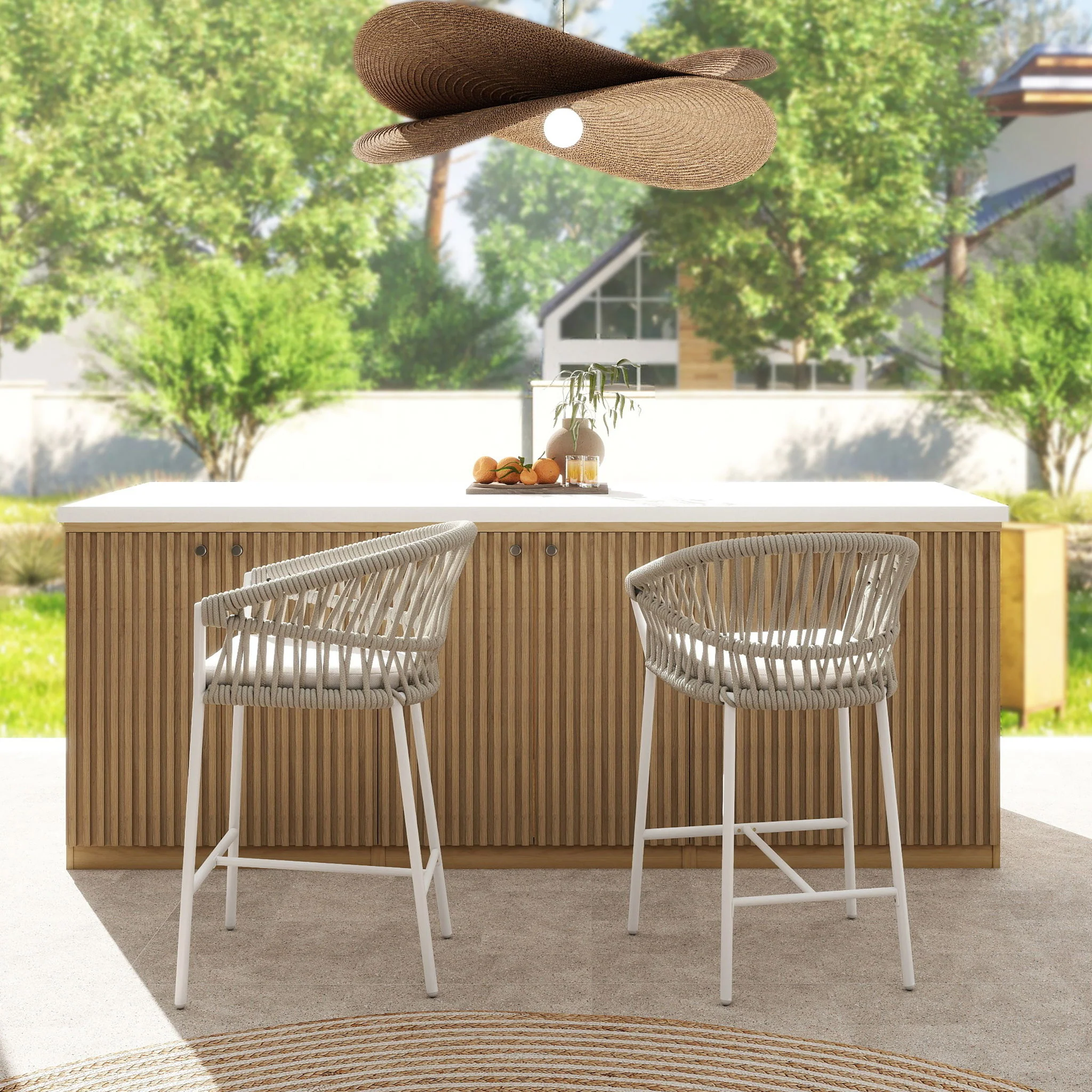 Maiden - Patio Counter Stool Sunproof Olefin (Set of 2) - Image 4