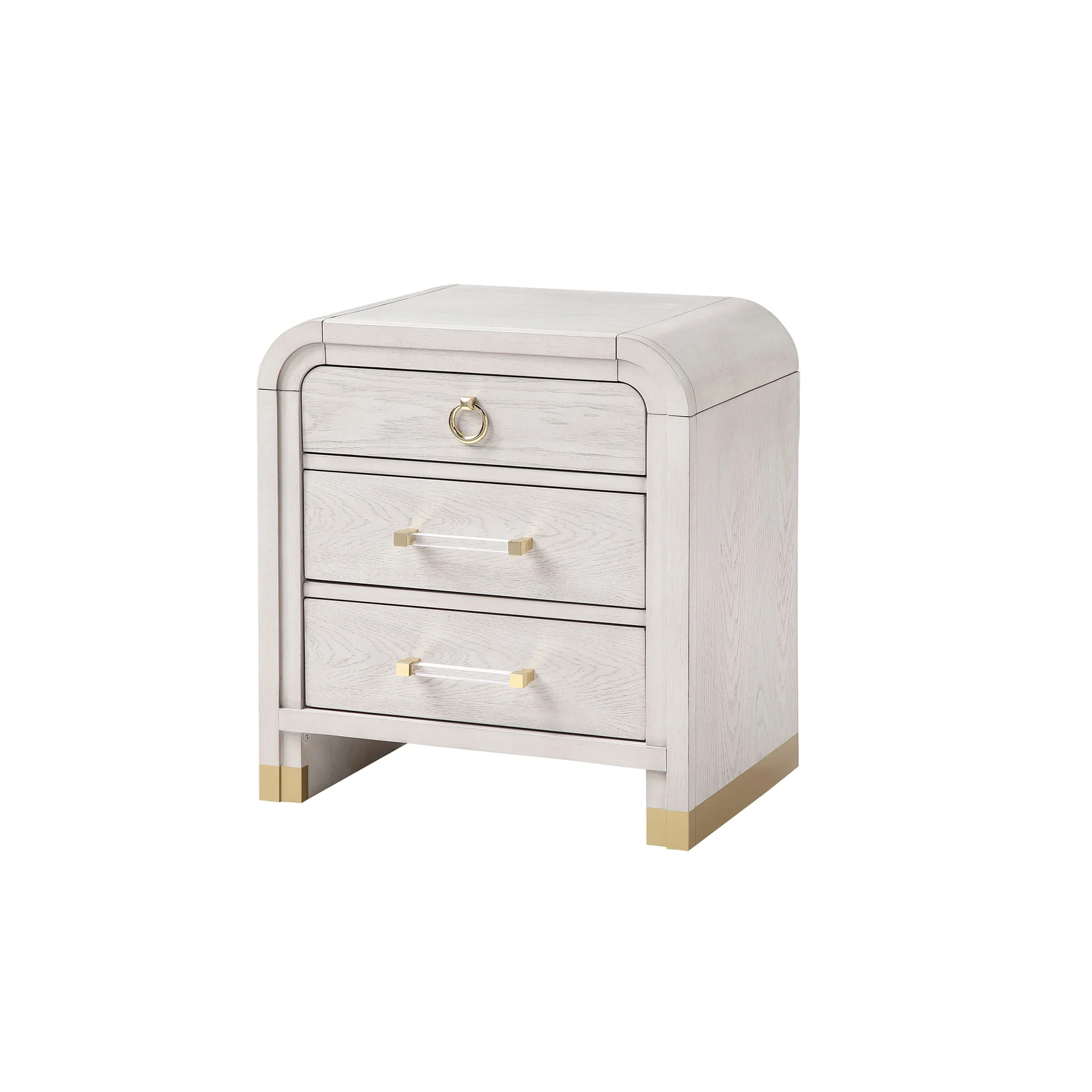 Malco - Nightstand With Spacious Drawer And Gold Metal Fluted Detailing - Black White - Image 3