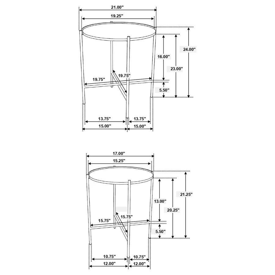 Malka - 2 Piece Round Wood Nesting Table - Dark Brown And Gold - Image 8