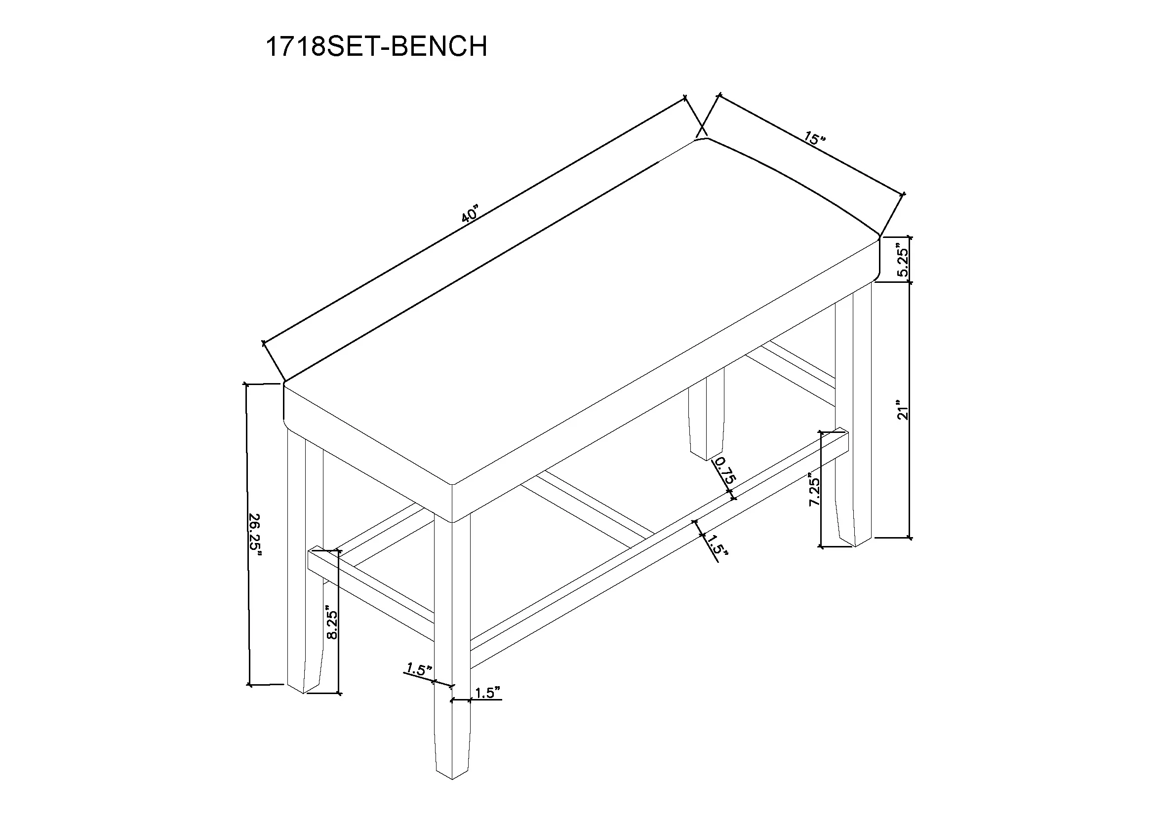 Marbel Counter Height Bench Dove - Image 2