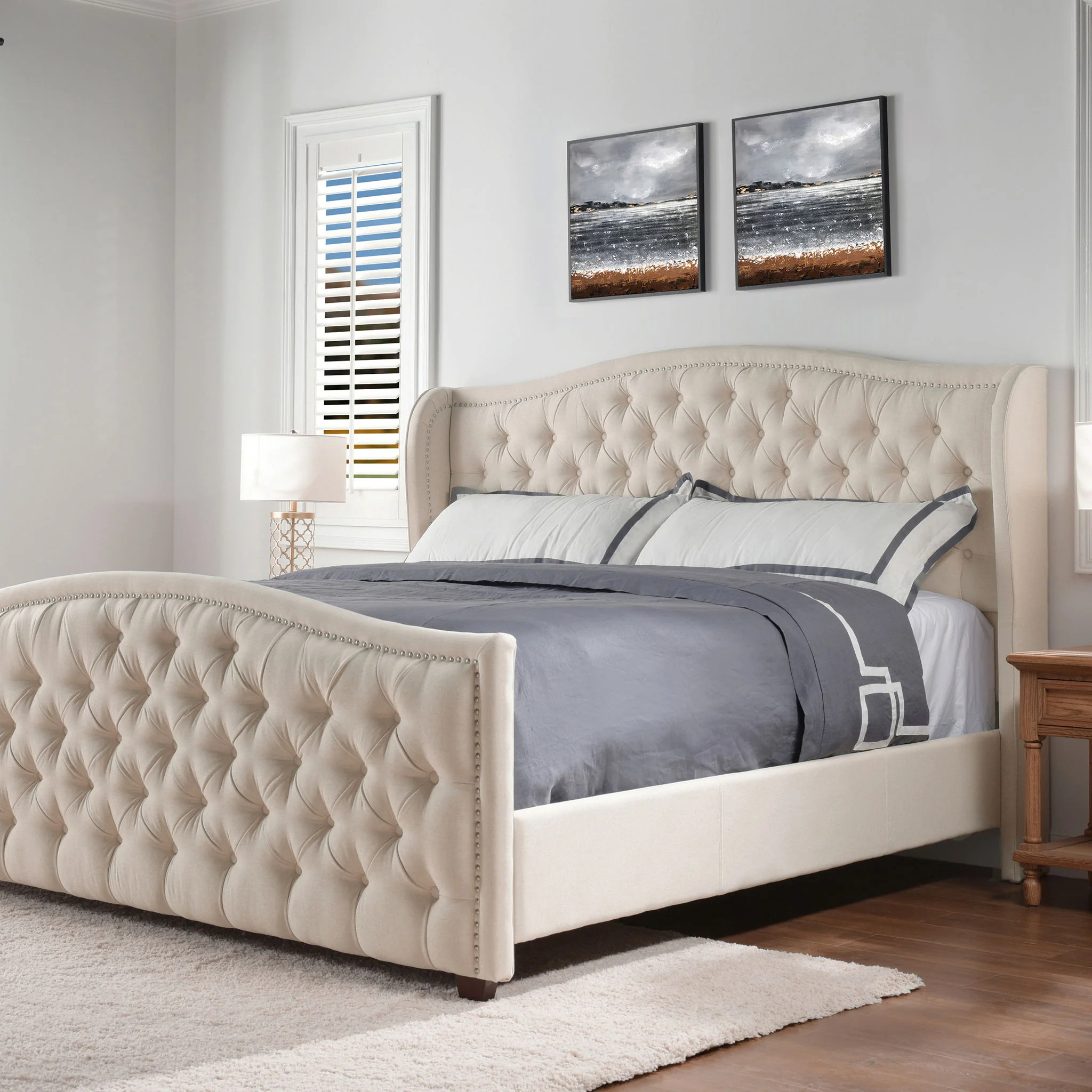Marcella - Upholstered Shelter Headboard Bed Set - Image 14