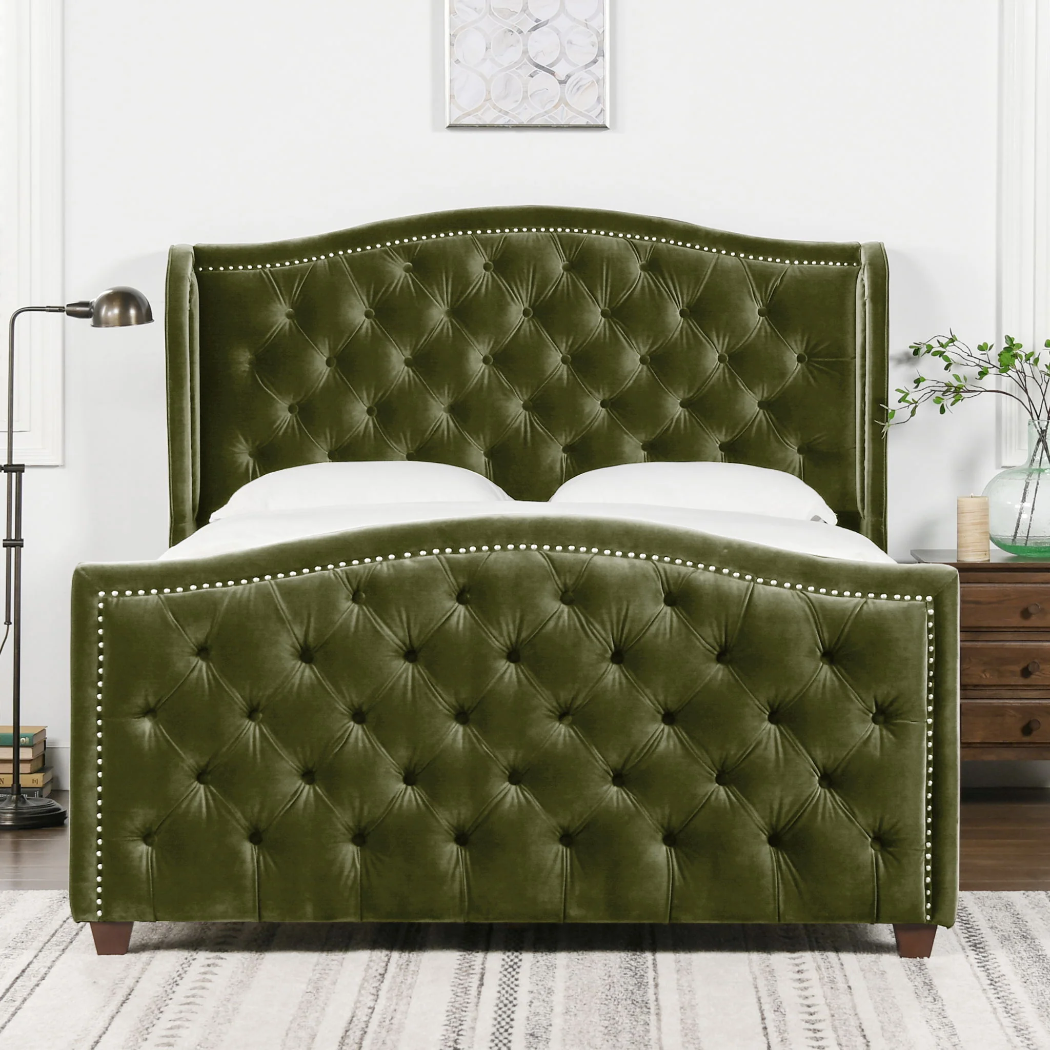 Marcella - Upholstered Shelter Headboard Bed Set - Image 2