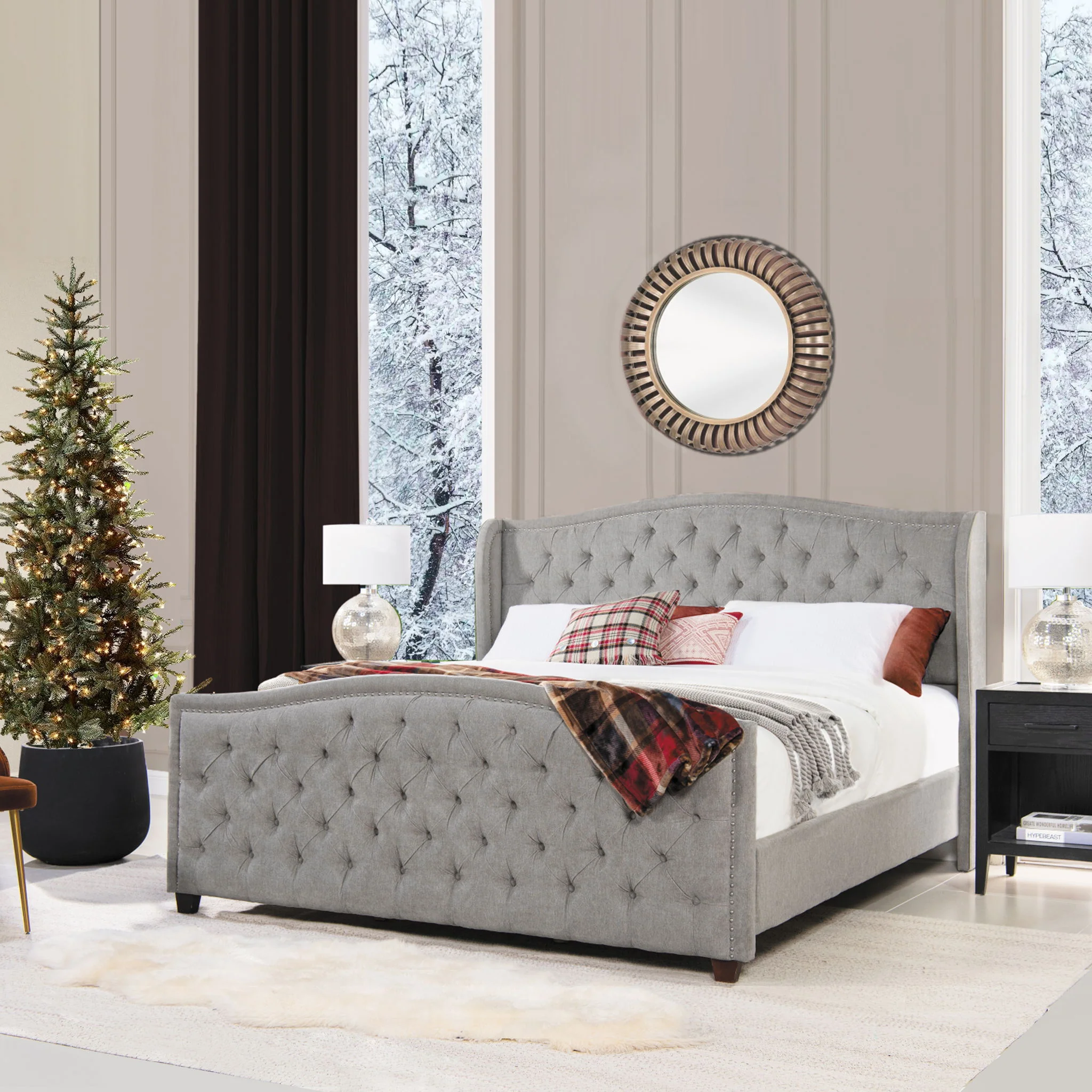 Marcella - Upholstered Shelter Headboard Bed Set - Image 29