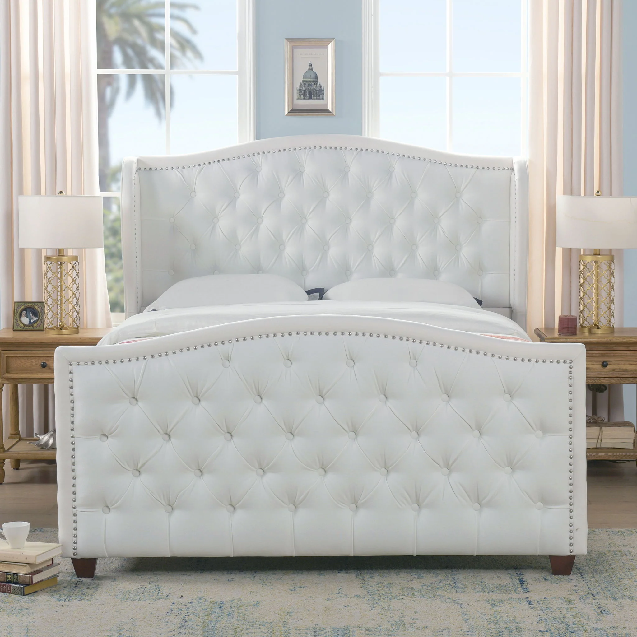 Marcella - Upholstered Shelter Headboard Bed Set - Image 4
