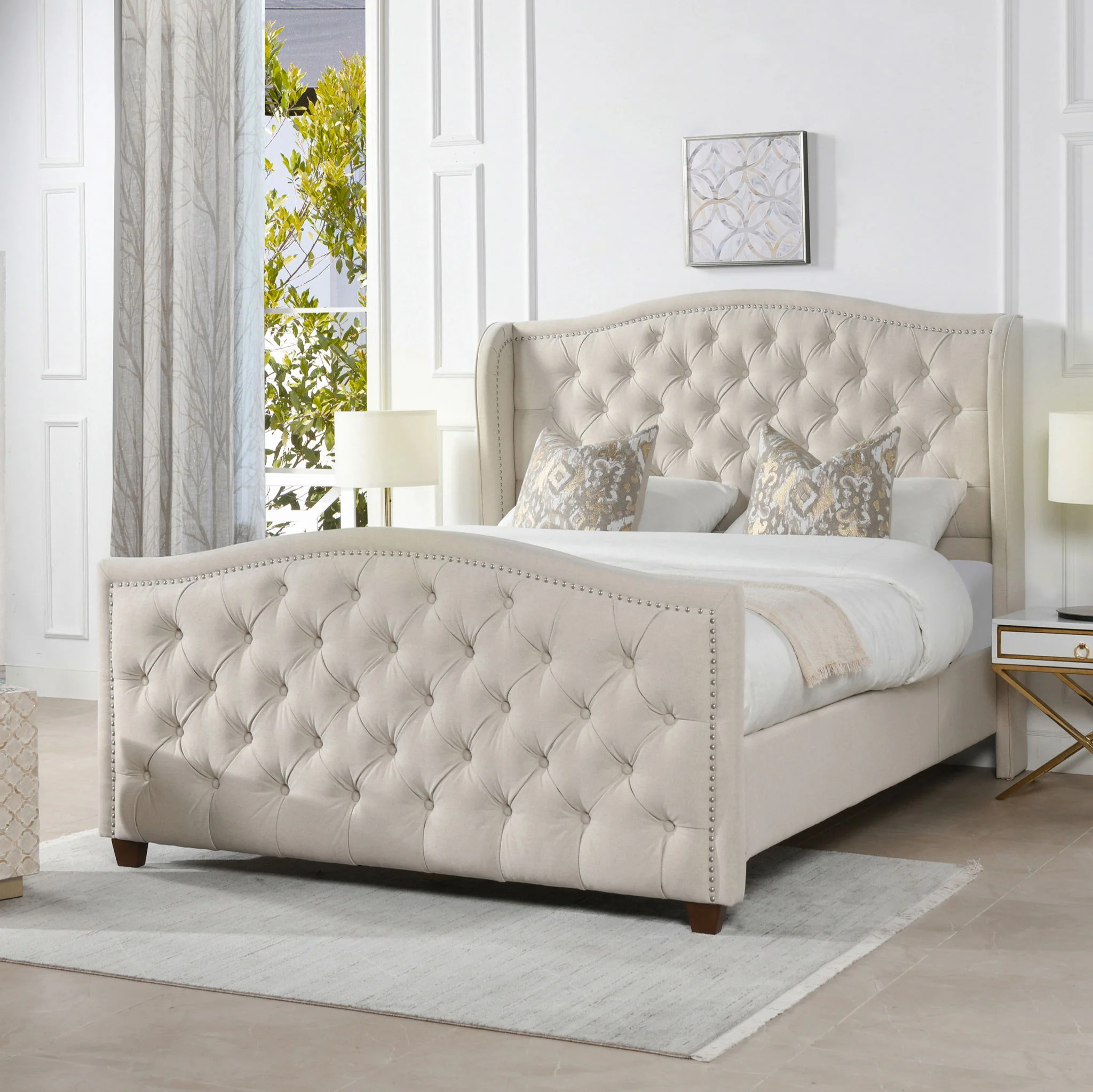 Marcella - Upholstered Shelter Headboard Bed Set - Image 41