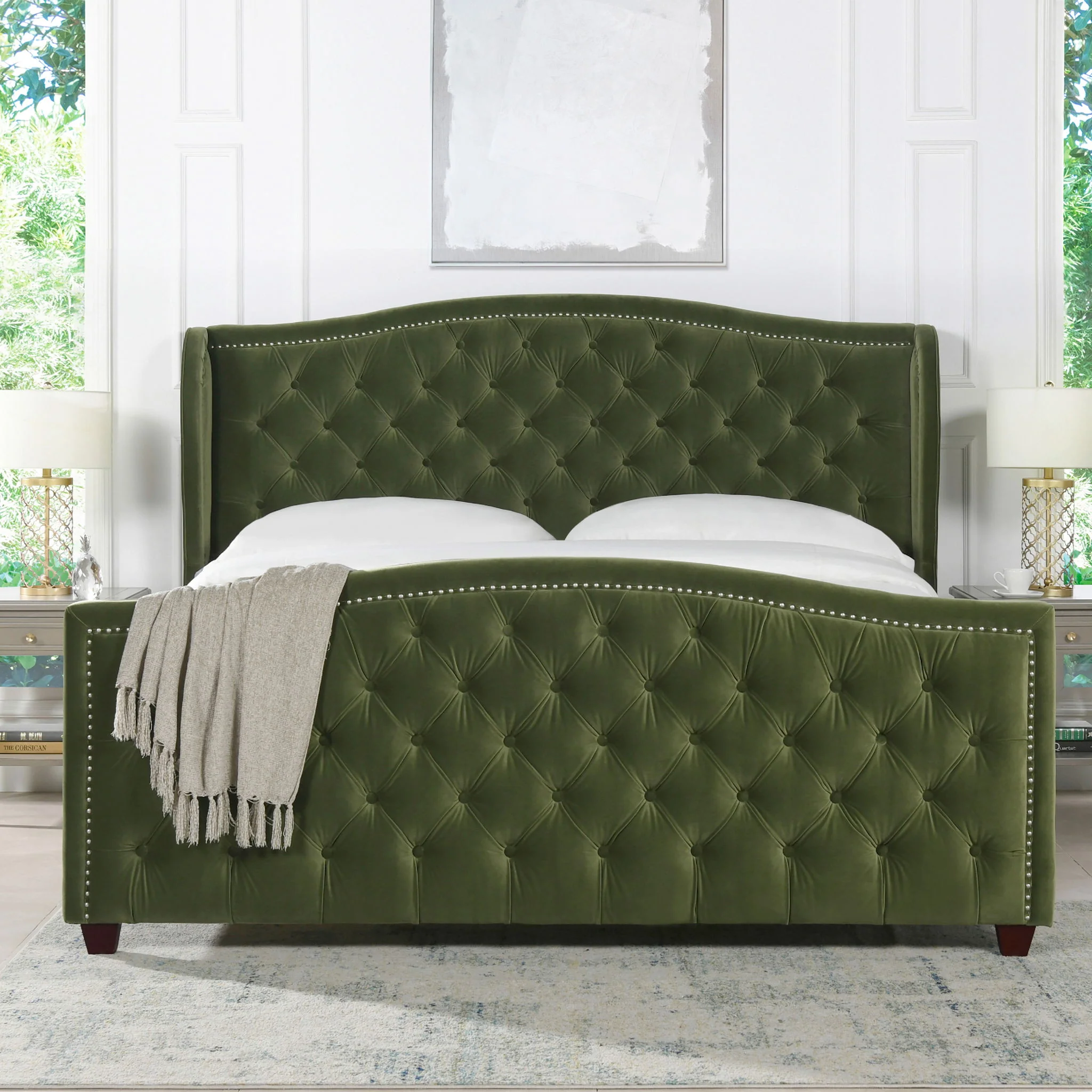 Marcella - Upholstered Shelter Headboard Bed Set - Image 6