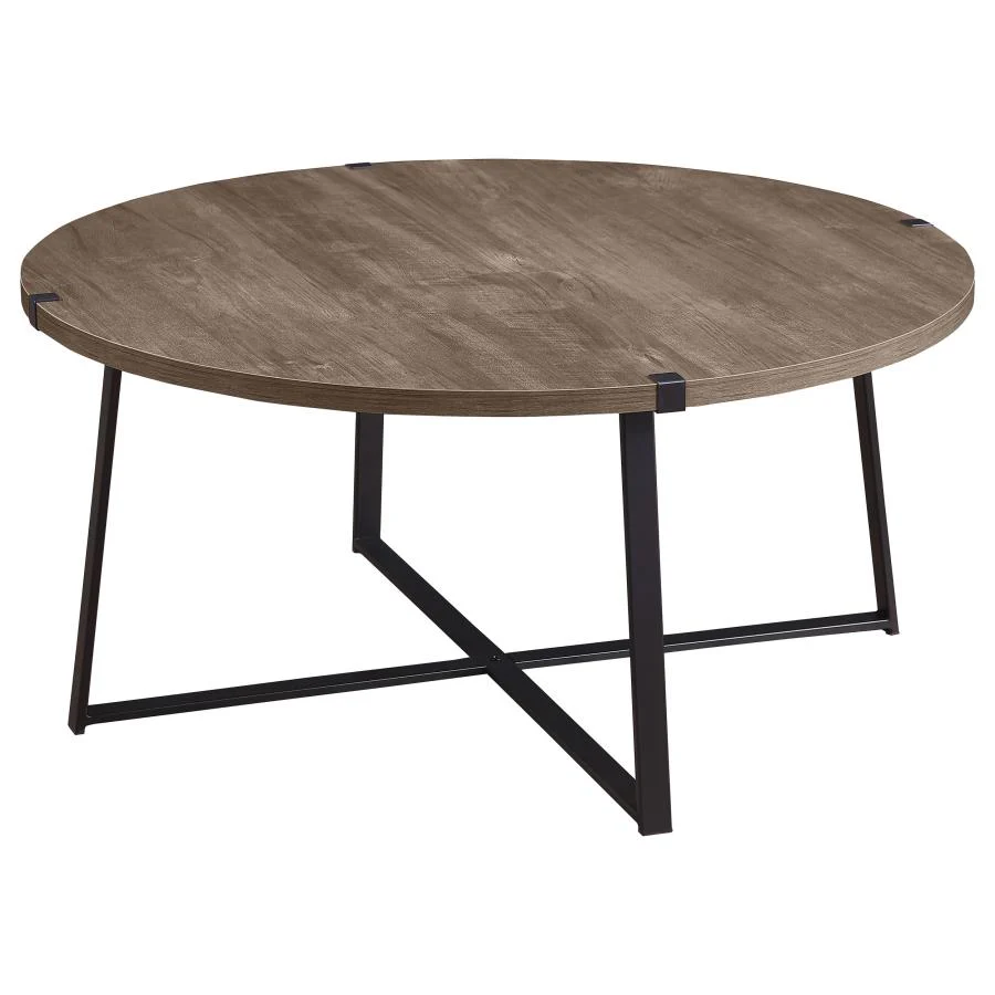Marcus Round Engineered Wood Coffee Table Light Brown - Image 3
