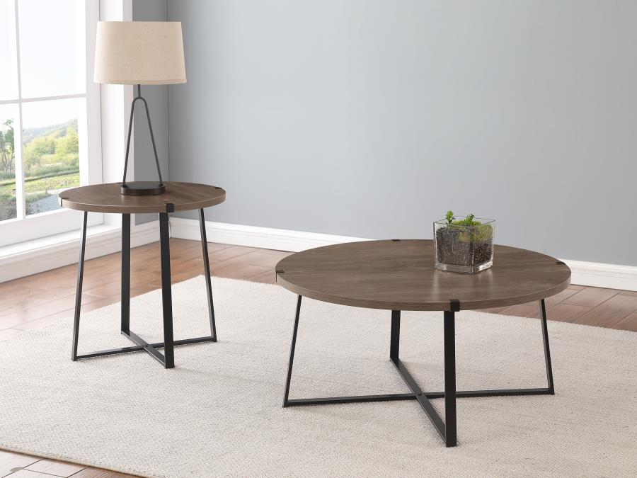 Marcus Round Engineered Wood Coffee Table Light Brown - Image 6