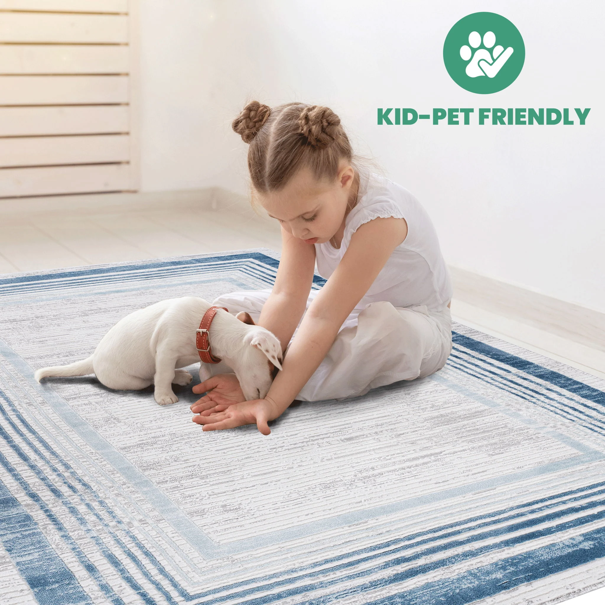 Marfi - 8' X 10' Bordered Area Rug - Blue / Ivory - Image 6