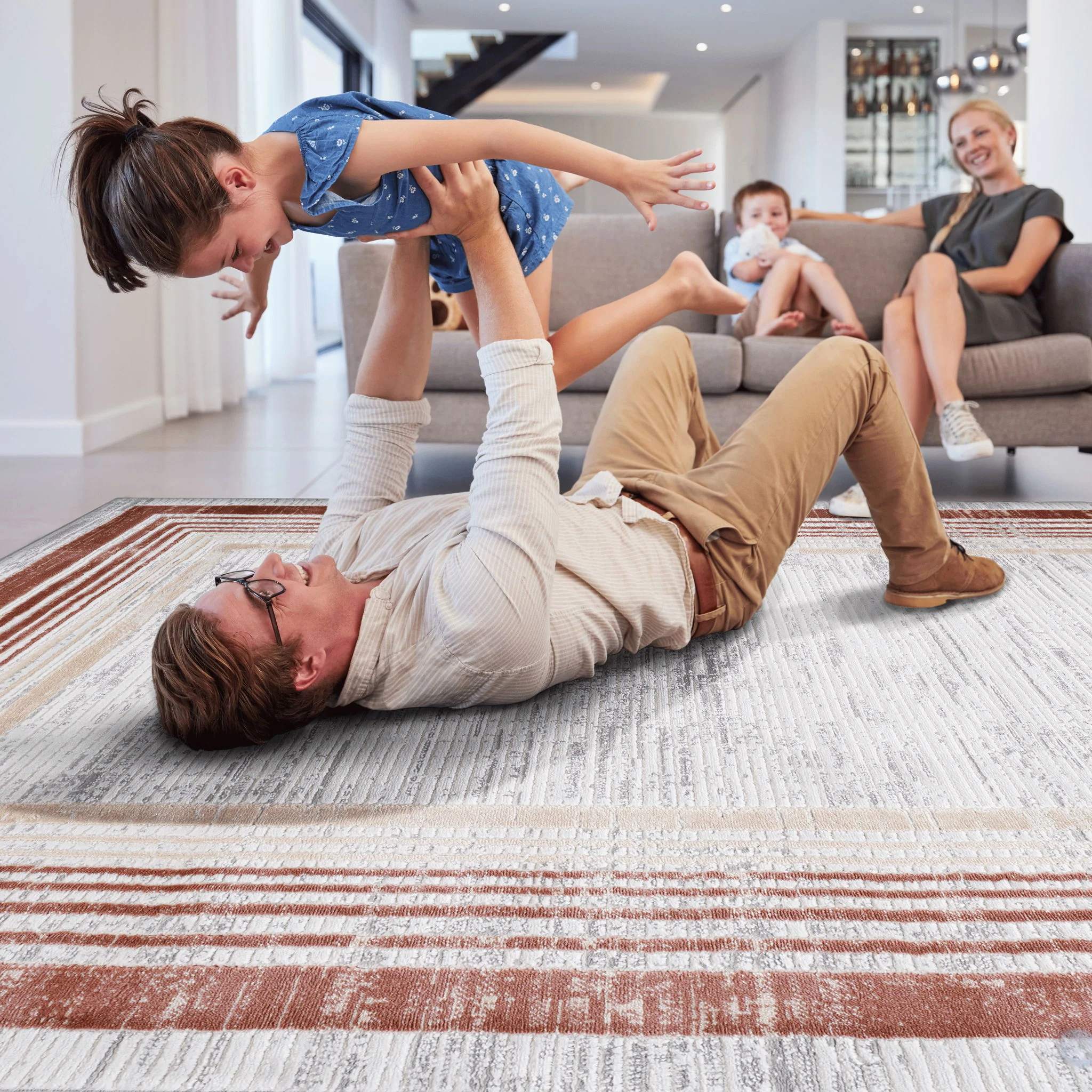 Marfi - 8' X 10' Bordered Area Rug - Brown / Ivory - Image 3