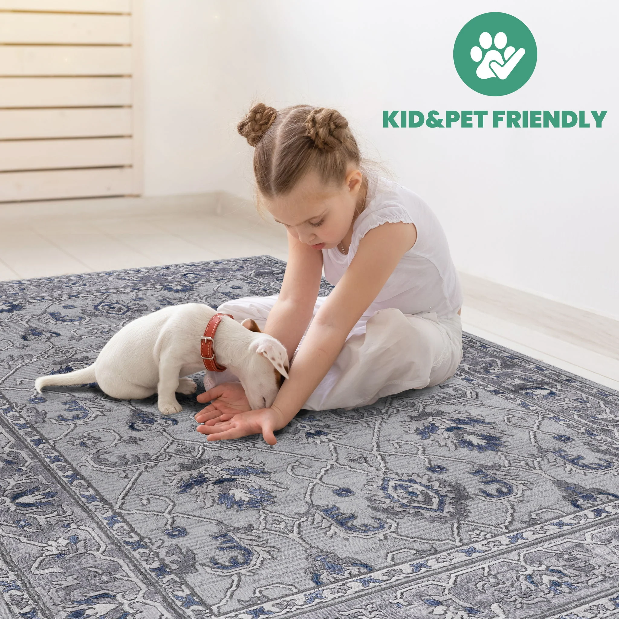 Marfi - 8' X 10' Oriental Area Rug - Gray / Blue - Image 4