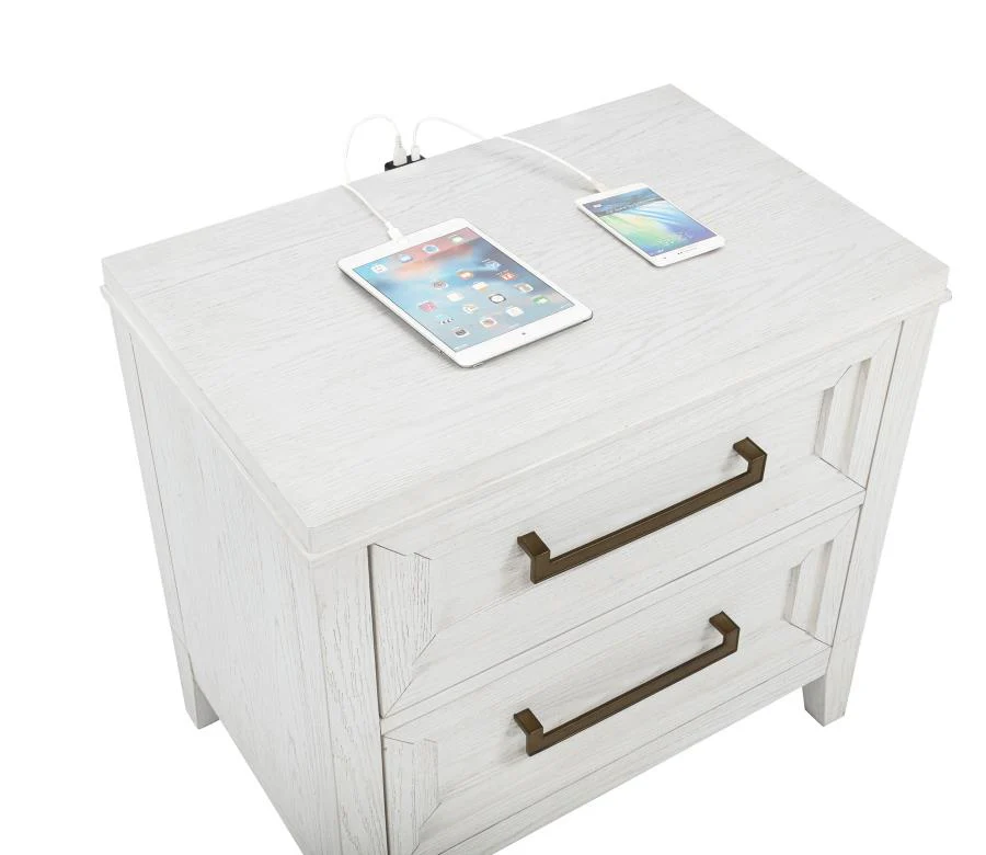 Marielle - 2-Drawer Nightstand Bedside Table - Distressed White - Image 10