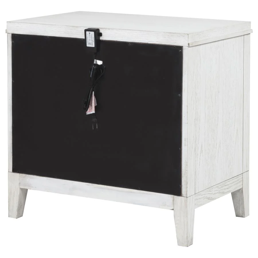Marielle - 2-Drawer Nightstand Bedside Table - Distressed White - Image 8