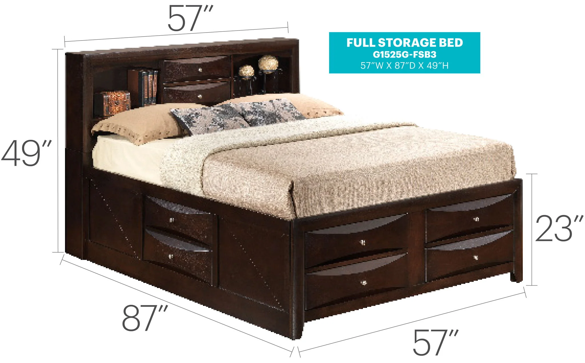 Marilla - Storage Bed With Bookcase Headboard - Image 2