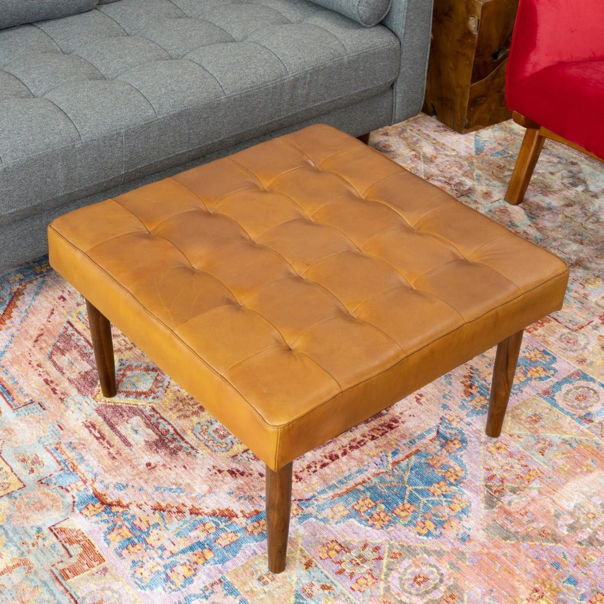 Mark - Tufted Square Genuine Upholstered Ottoman - Image 4
