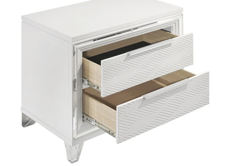 Marmore - 2-Drawer Nightstand Bedside Table - White - Image 11