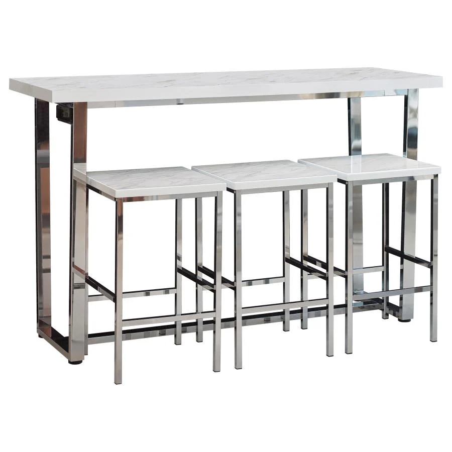Marmot - 4 Piece Rectangular Counter Height Table Set - Chrome - Image 2