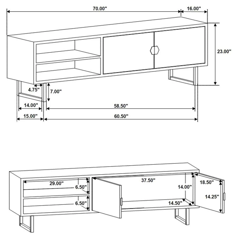 Marsden - 2 Door Mango Wood TV Stand - Charcoal Black - Image 11