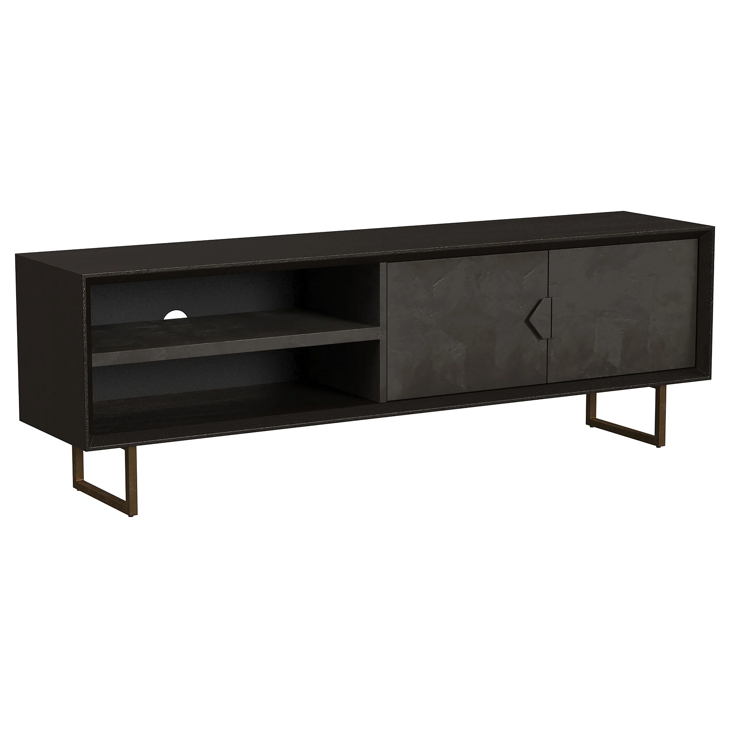 Marsden - 2 Door Mango Wood TV Stand - Charcoal Black - Image 12