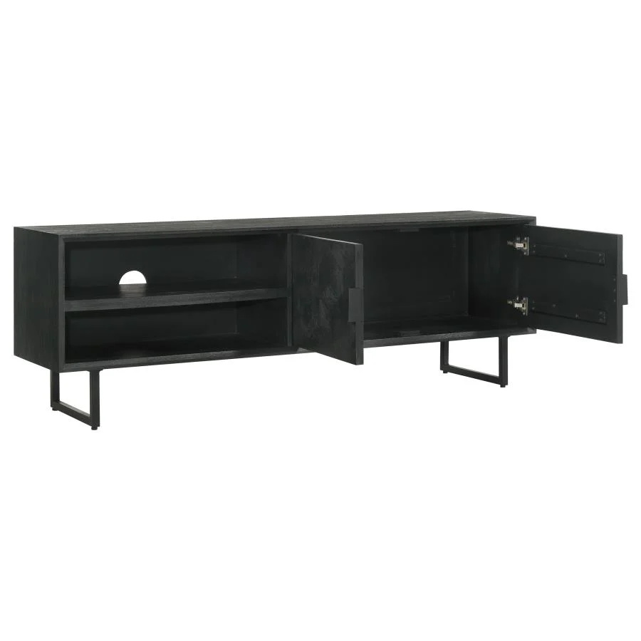 Marsden - 2 Door Mango Wood TV Stand - Charcoal Black - Image 4