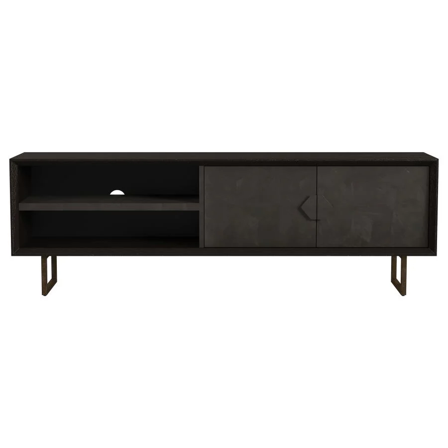 Marsden - 2 Door Mango Wood TV Stand - Charcoal Black - Image 5
