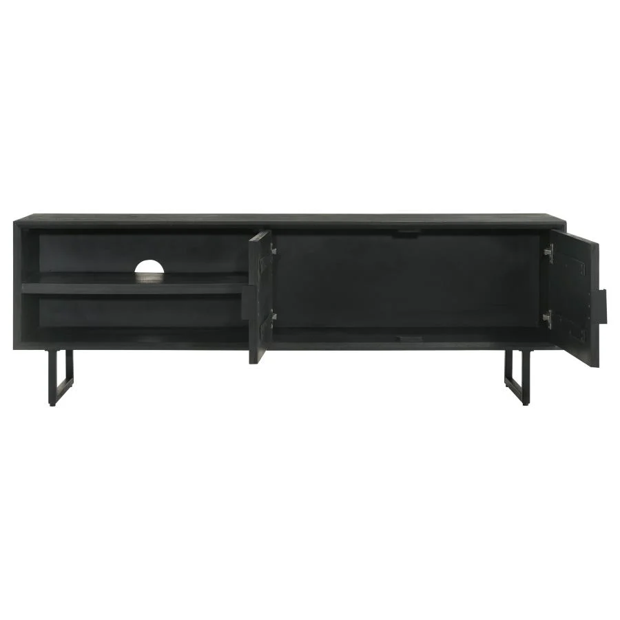 Marsden - 2 Door Mango Wood TV Stand - Charcoal Black - Image 6