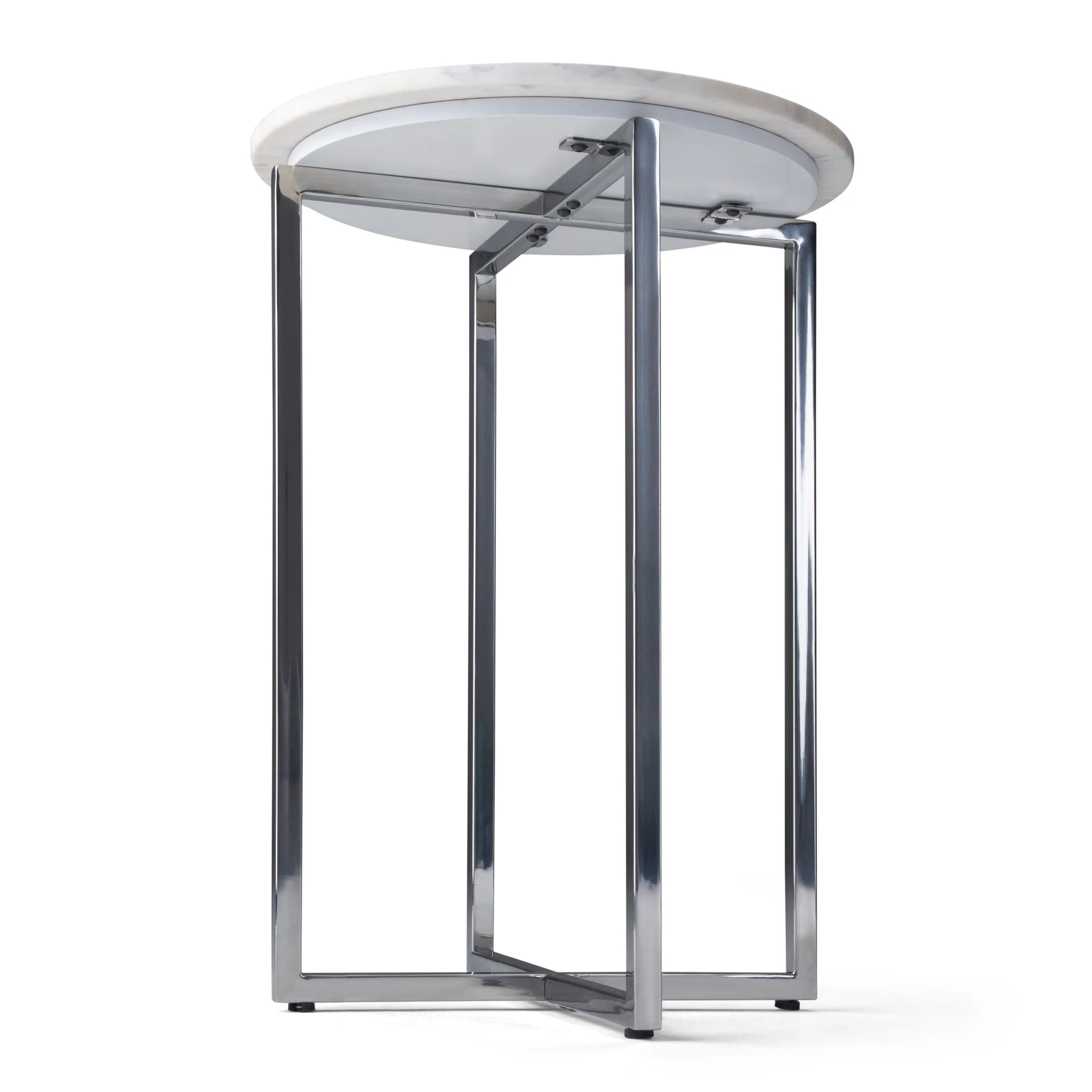 Marsden - Side Table With Polished Base - White / Silver - Image 6