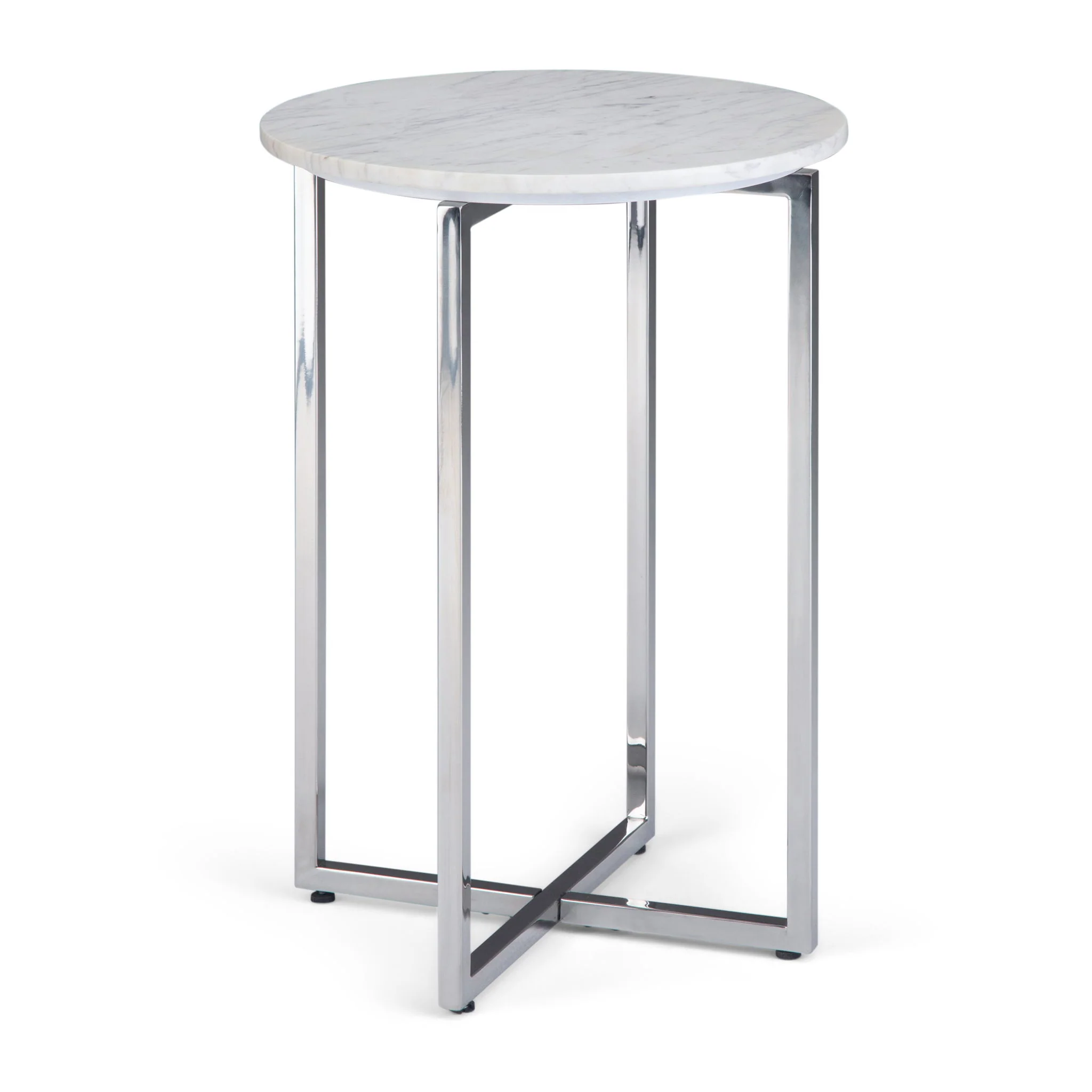 Marsden - Side Table With Polished Base - White / Silver - Image 7