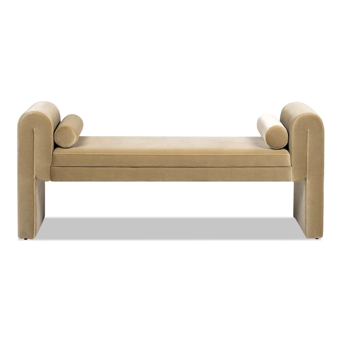 Mason - Arched Arm Bench With Bolster Pillows - Camel Brown Beige - Image 5