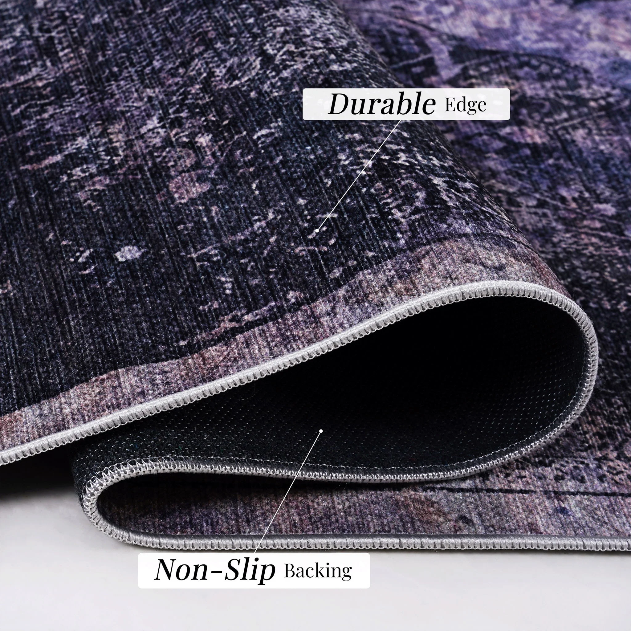 Maval - 2'6'' X 10' Washable Runner Rug - Anthracite - Image 5