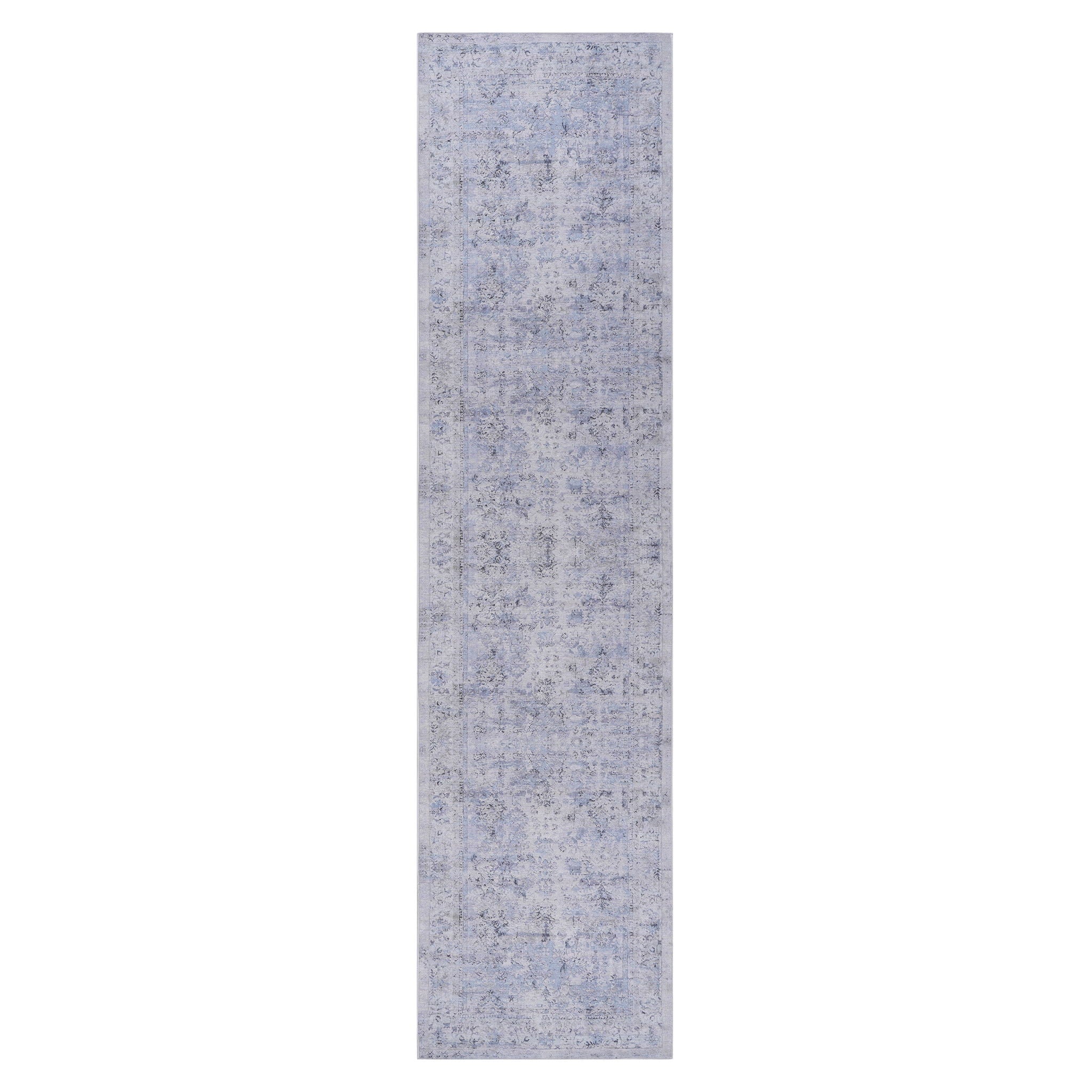 Maval - 2'6'' X 10' Washable Runner Rug - Blue / Cream - Image 4