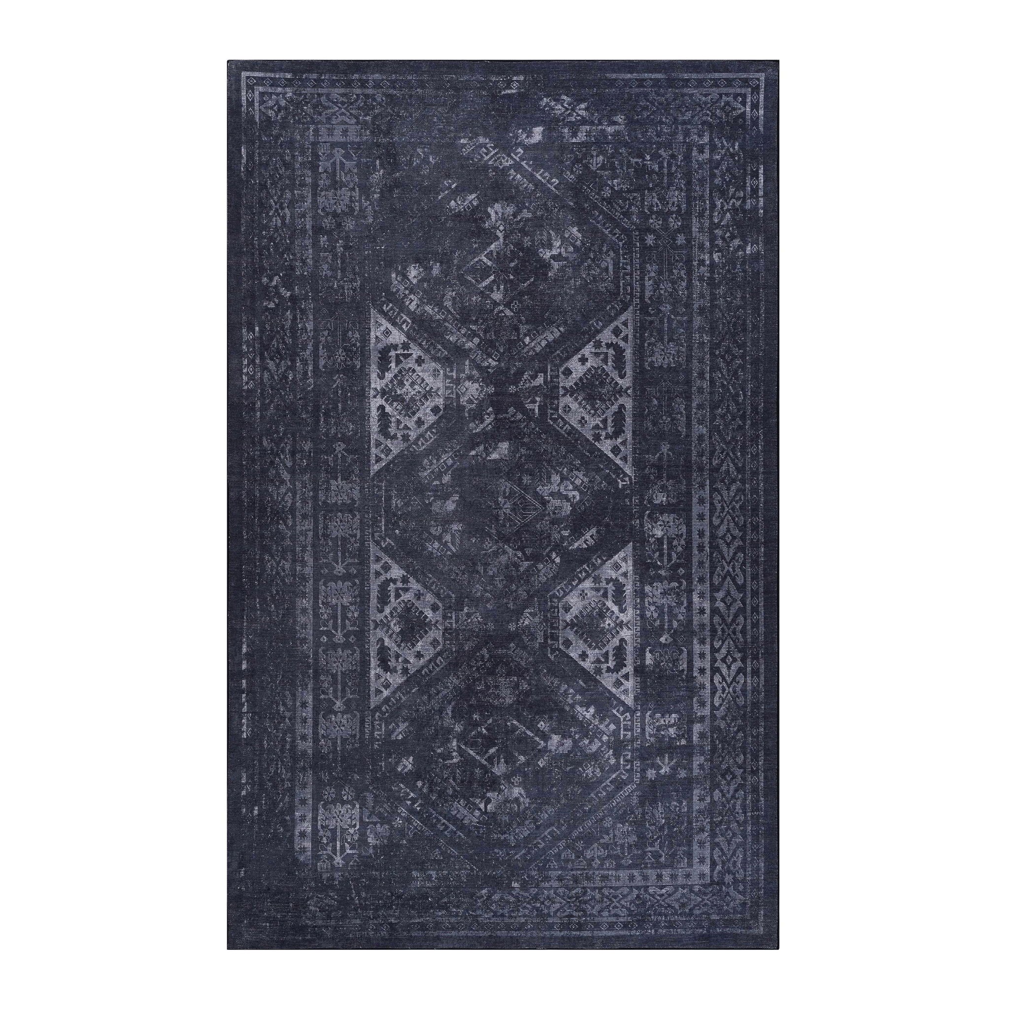 Maval - 5' X 8' Washable Area Rug - Black / Gray - Image 6