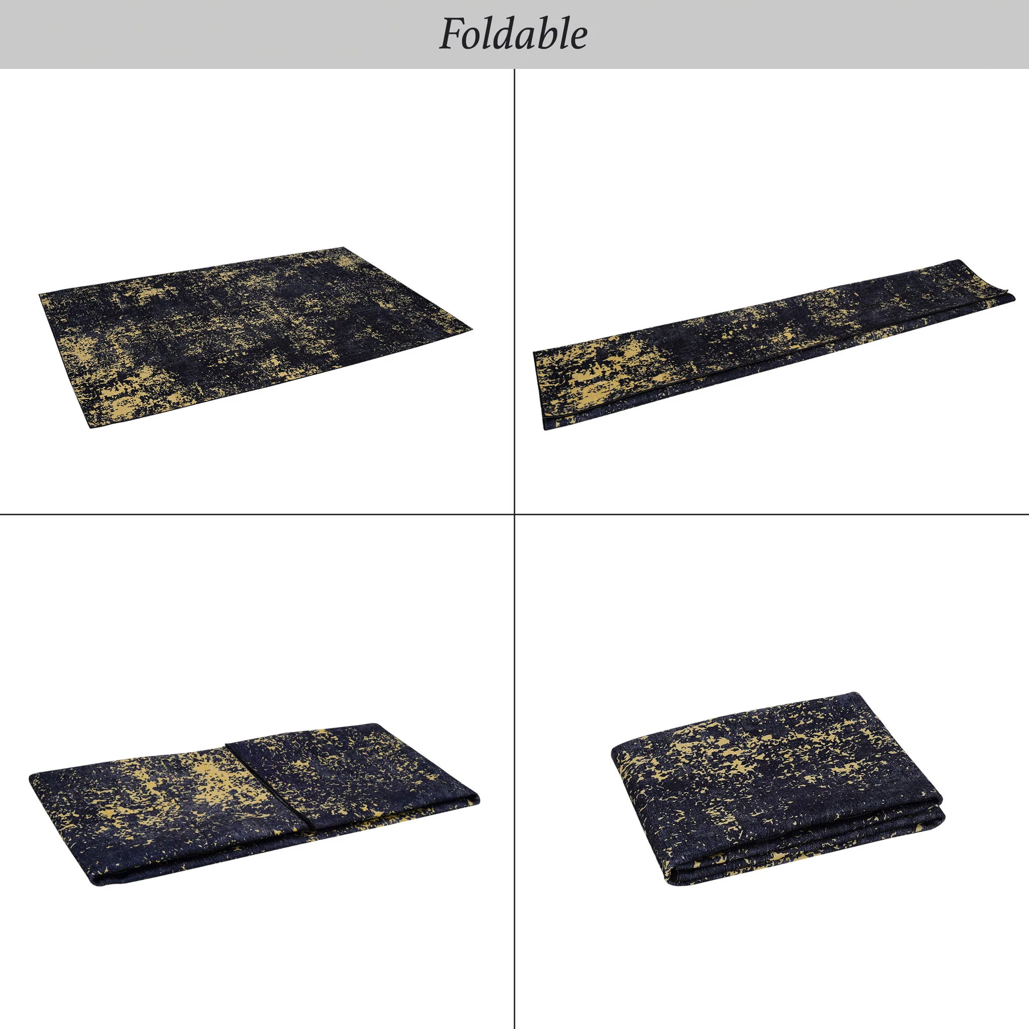 Maval - 6' X 9' Washable Area Rug - Black / Gold - Image 7