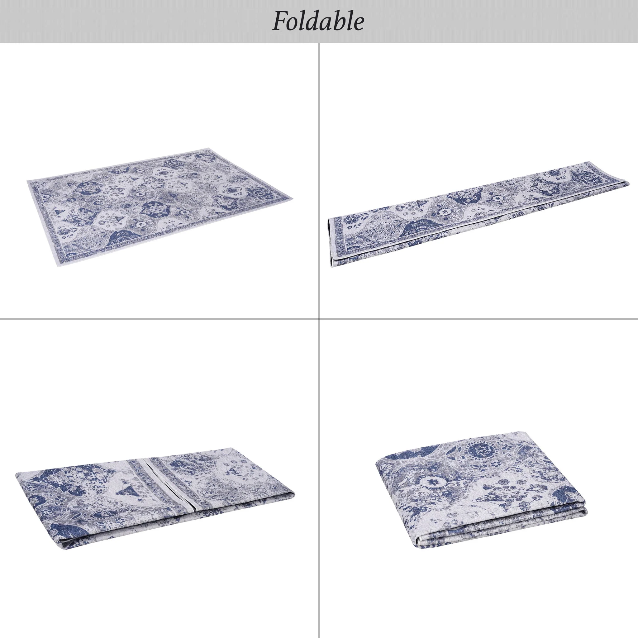 Maval - 6' X 9' Washable Area Rug - Blue - Image 3