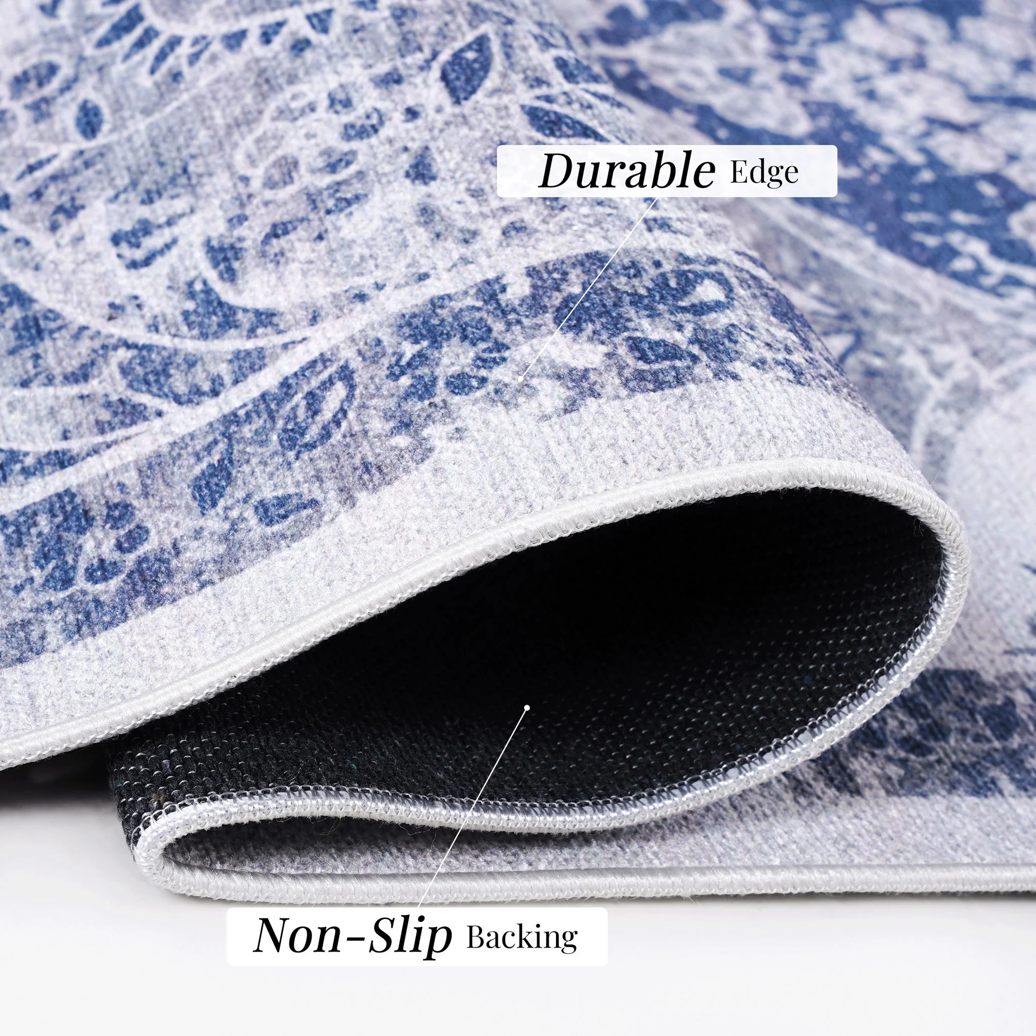 Maval - 6' X 9' Washable Area Rug - Blue - Image 4