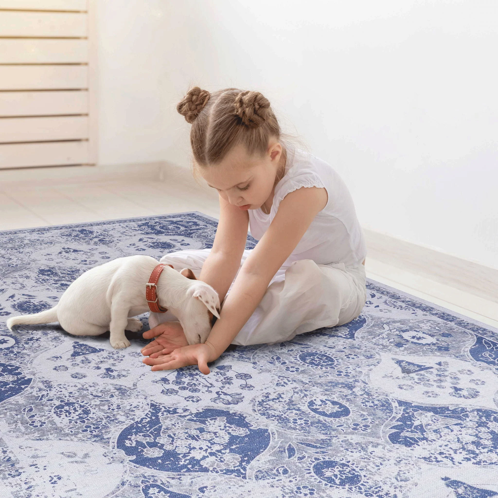 Maval - 6' X 9' Washable Area Rug - Blue - Image 8