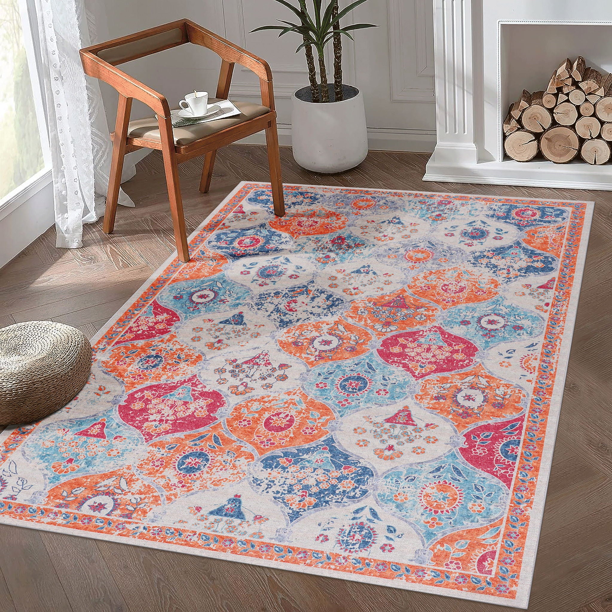 Maval - 6' X 9' Washable Area Rug - Cream