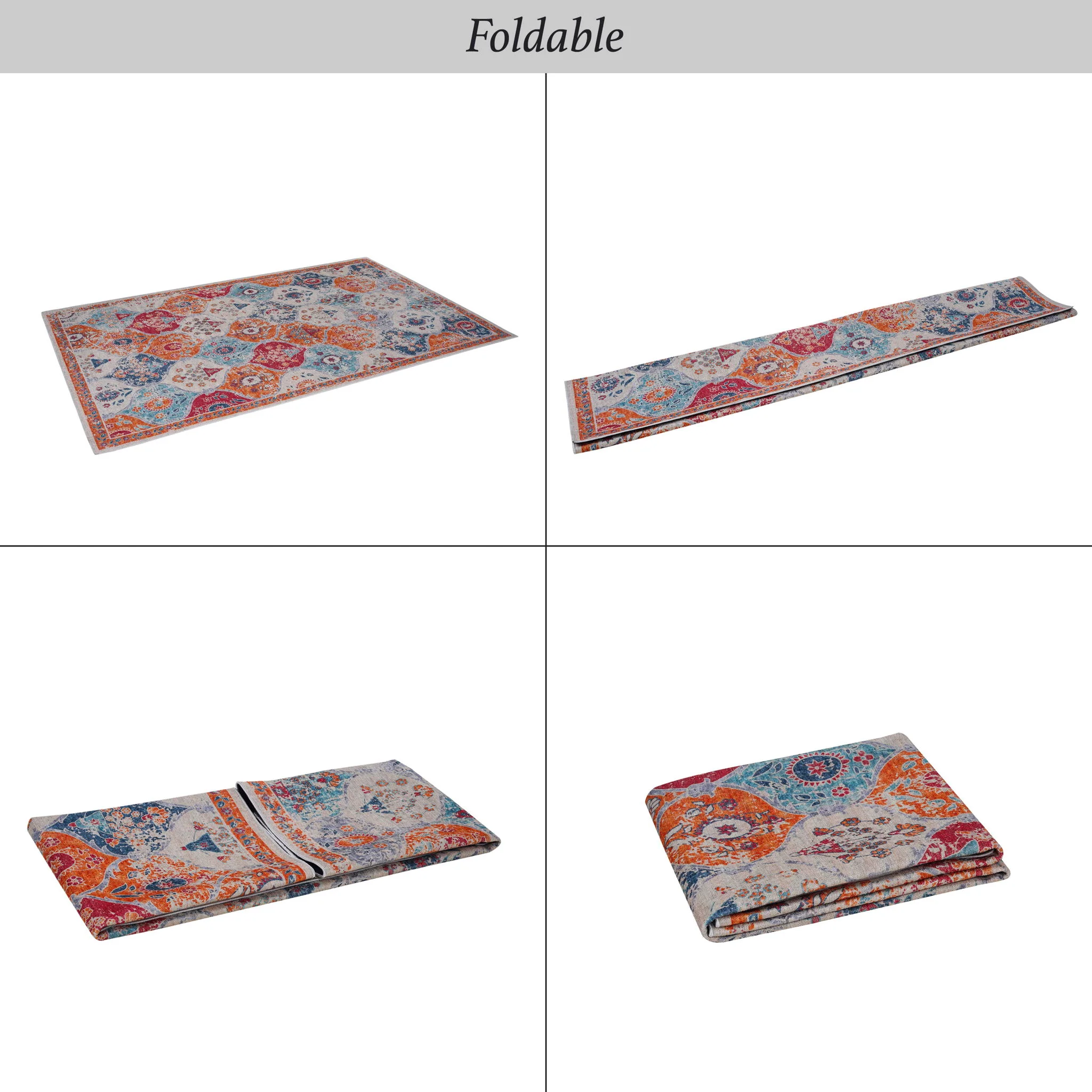 Maval - 6' X 9' Washable Area Rug - Cream - Image 4