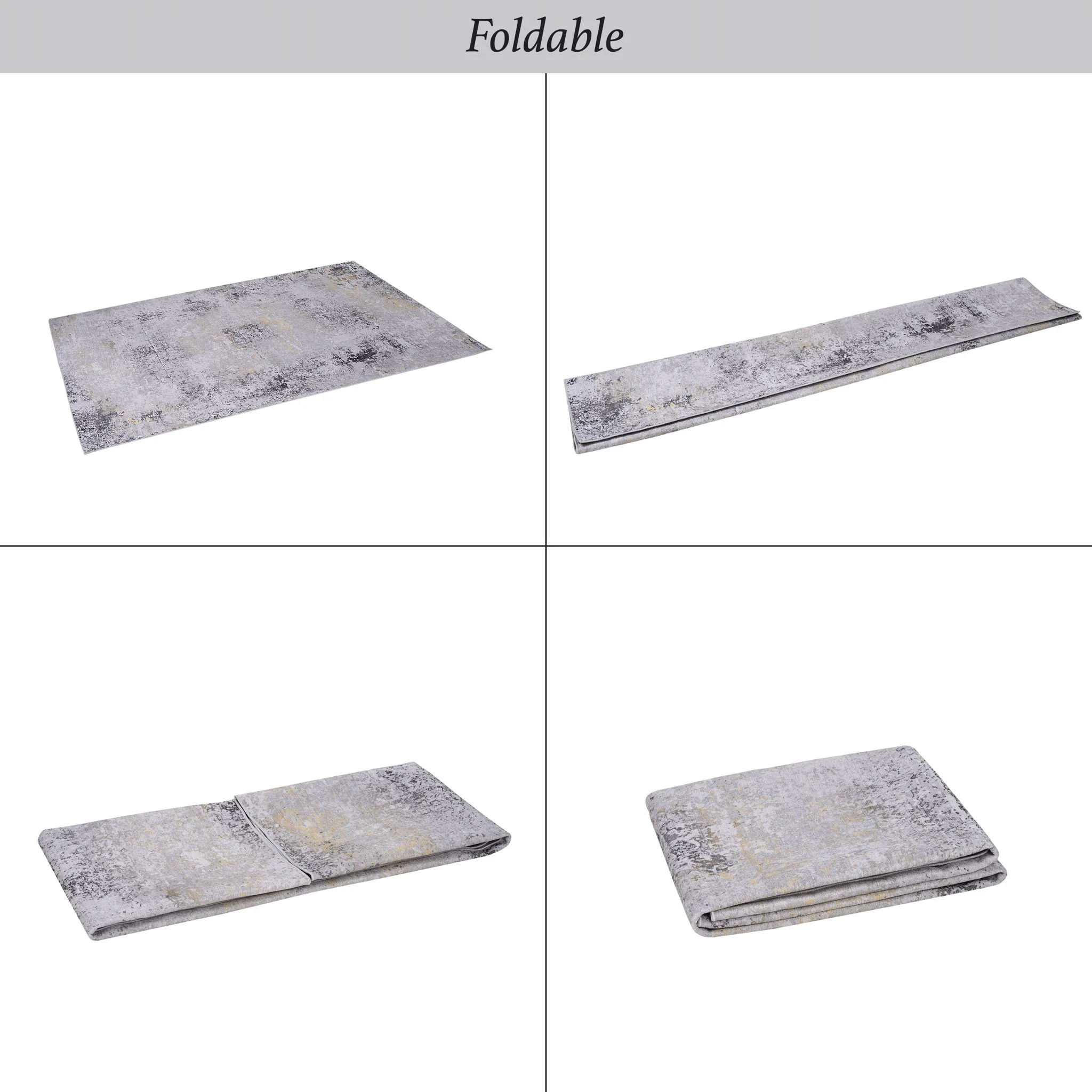 Maval - 6' X 9' Washable Area Rug - Gray / Gold - Image 3