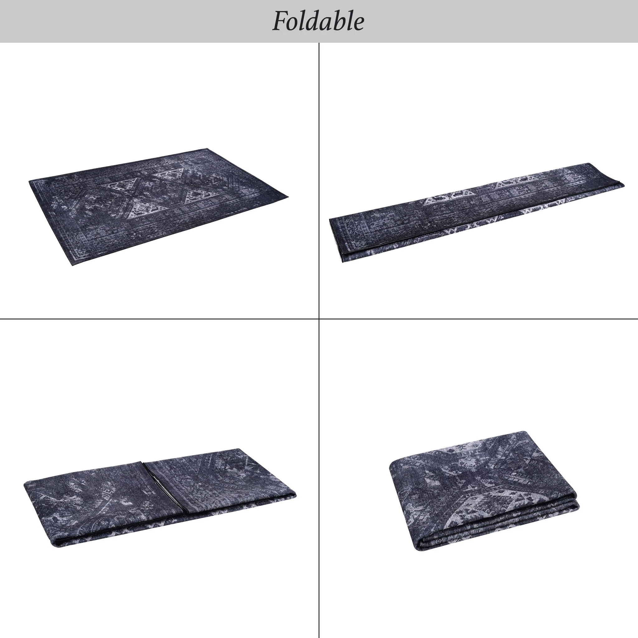 Maval - 8' X 10' Area Rug Washable - Black / Gray - Image 2