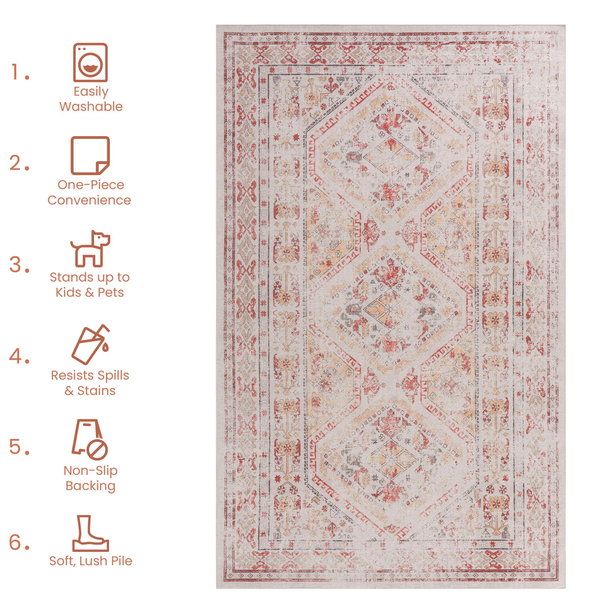 Maval - 8' X 10' Washable Area Rug - Beige - Image 4