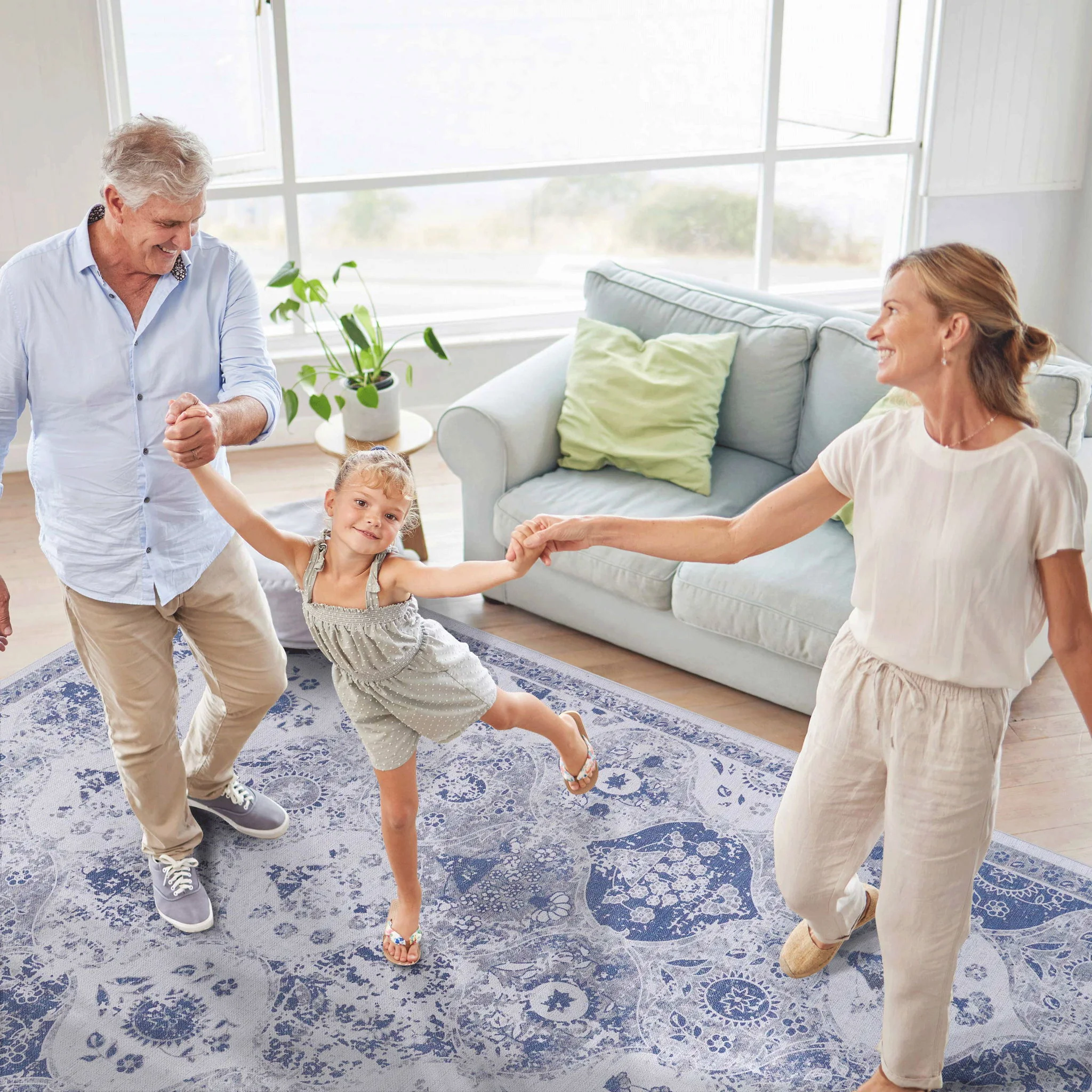 Maval - 8' X 10' Washable Area Rug - Blue - Image 5