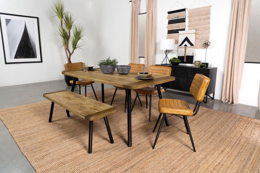 Maverick - Wood Dining Bench - Natural Mango And Black - Image 8