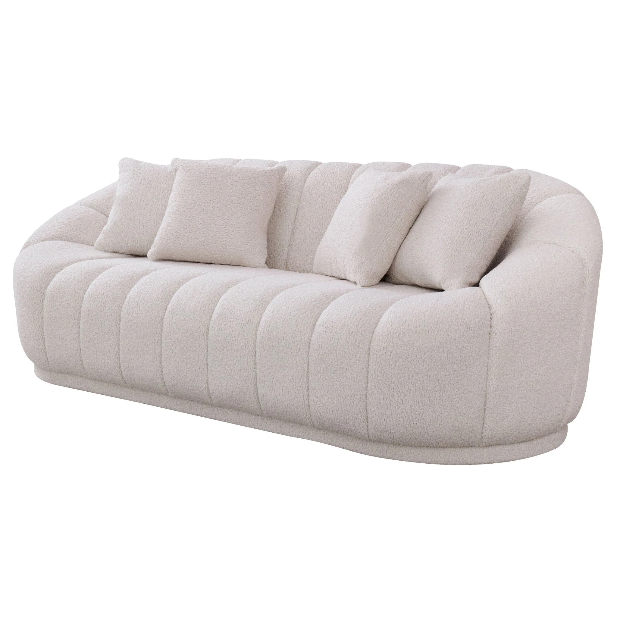 Maximilian - Modern Japandi Style Tight Back Boucle Couches - Image 3