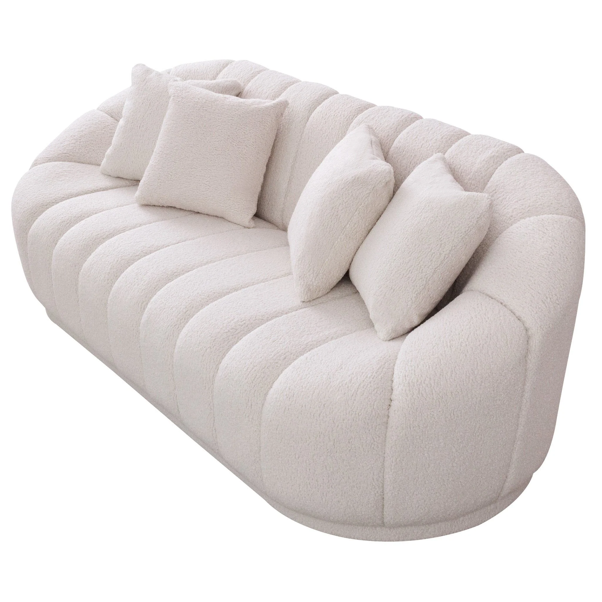 Maximilian - Modern Japandi Style Tight Back Boucle Couches - Image 6