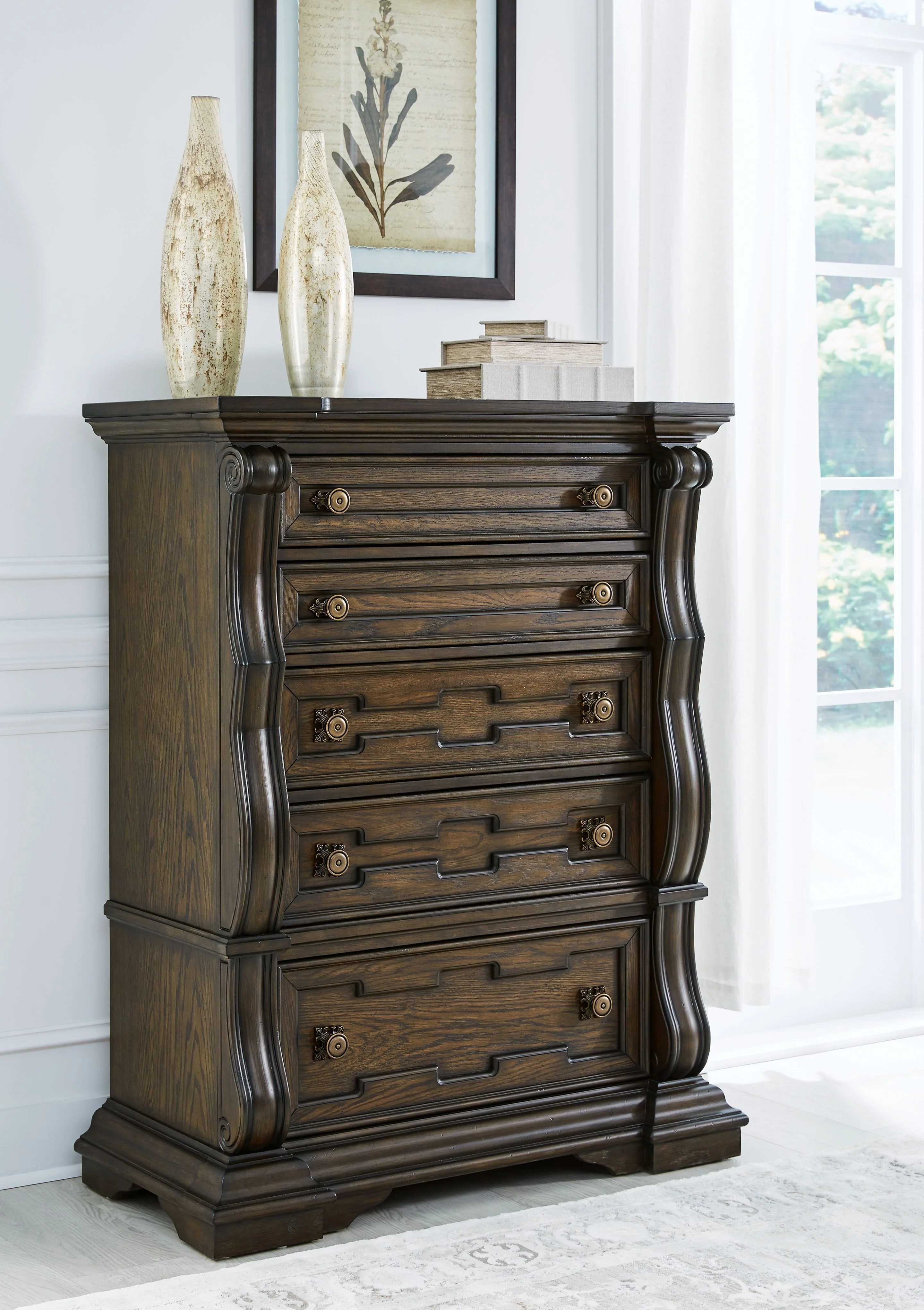 Maylee - Five Drawer Chest - Dark Brown - Image 4